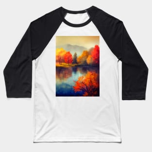 Colorful Autumn Landscape Watercolor 34 Baseball T-Shirt